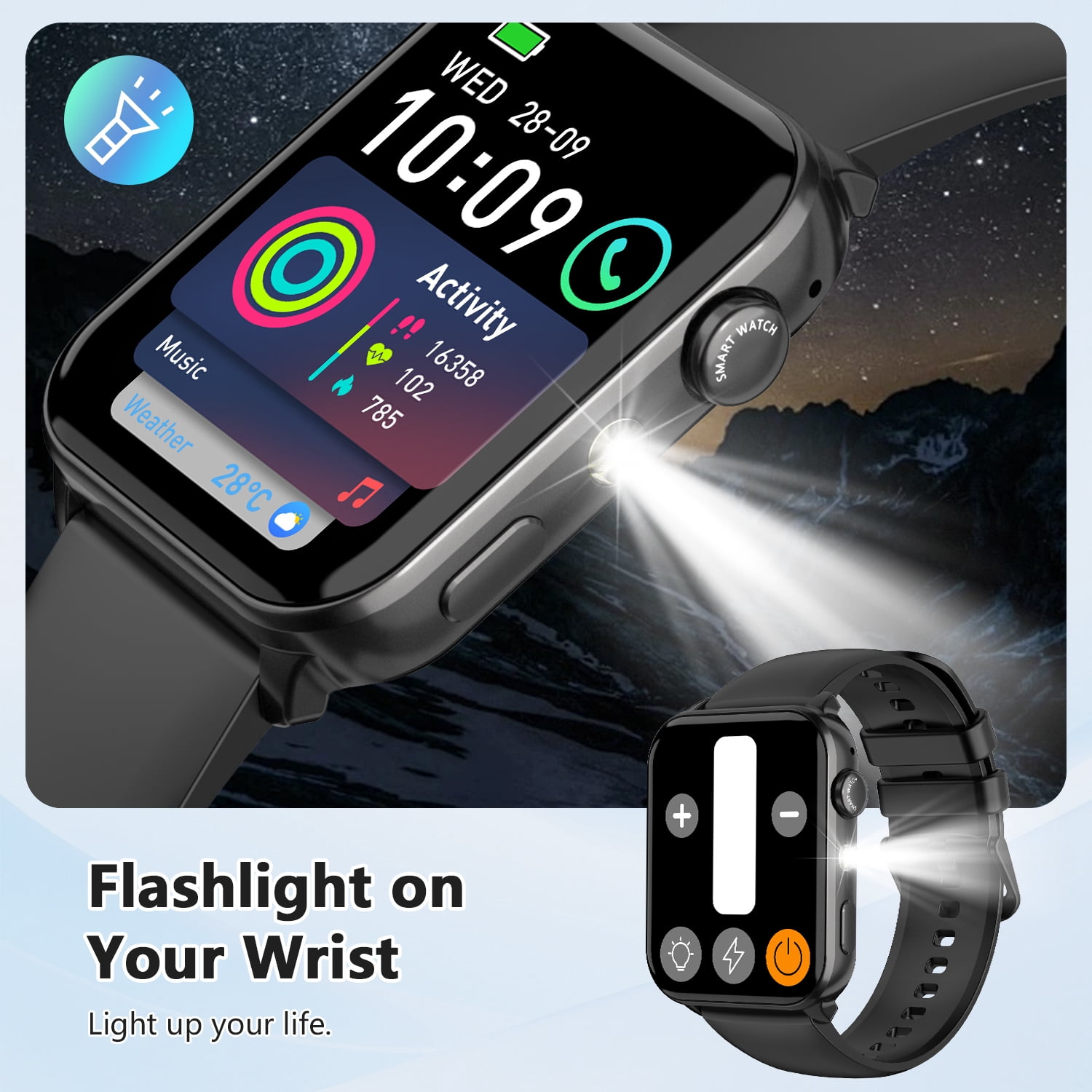 Blackview 1.91-inch Men Women's Smartwatch with Answer/Make Calls/100+ Sports Modes/Message Reminder,fits for Android Iphone Samsung Devices,Black