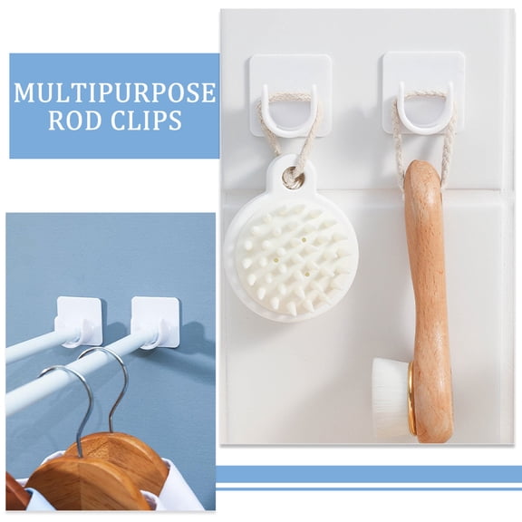 AURARMLET 4-Pack Strong Self-Adhesive Nail-Free Curtain Rod Holders Wall Mount Brackets for Easy Installation