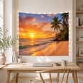 thumbnail image 5 of Tropical Beach Sunset with Palm Trees Serene Coastal for Beach Lovers Coastal Wall Art Housewarming Gift Tapestry Wall Hanging for Bedroom and Living Room, 5 of 7
