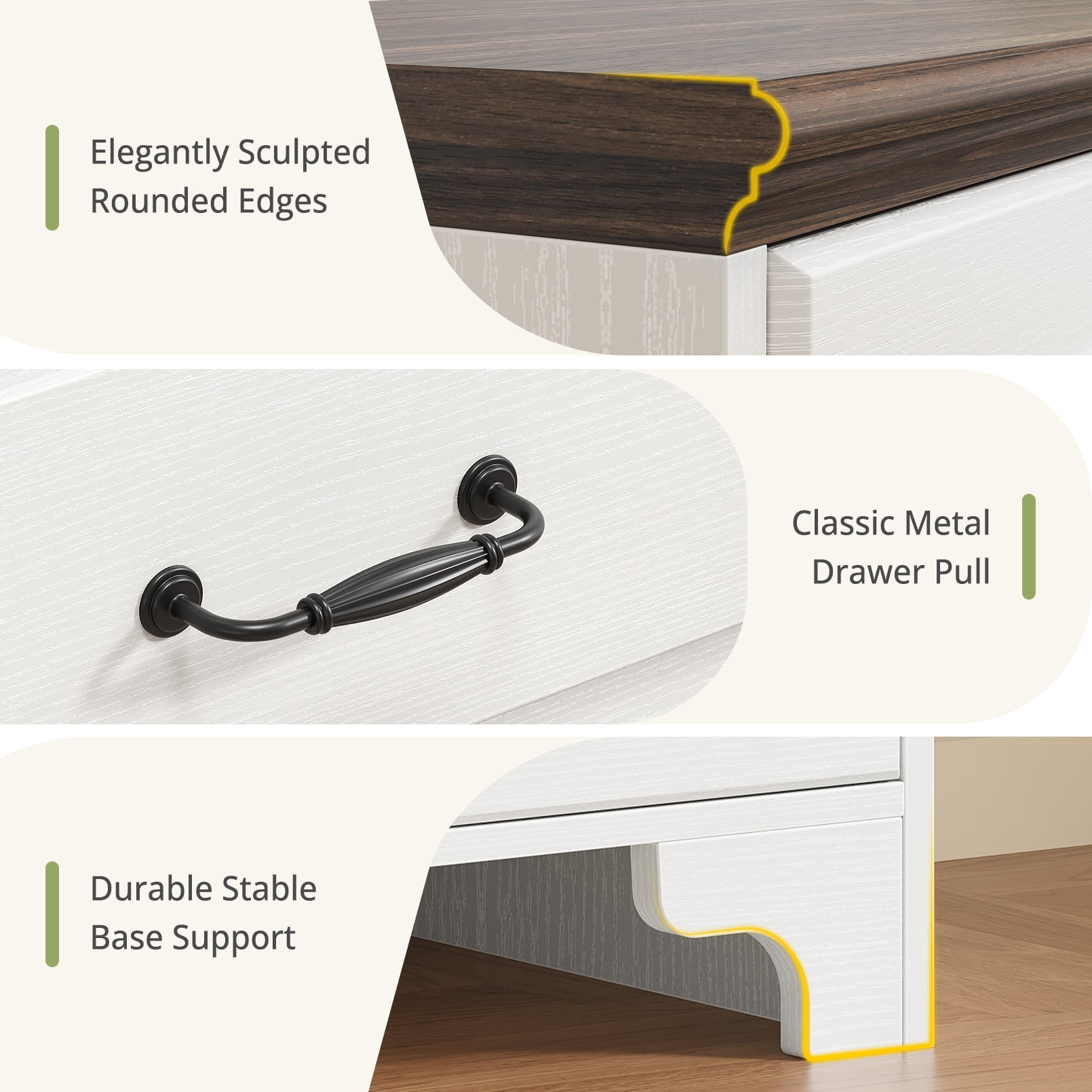 5-Drawer Dresser, White Tall Dresser for Bedroom, Narrow Chest of Drawers, Modern Vertical Storage Cabinet for Closet, Entryway or Living Room