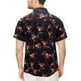 thumbnail image 2 of Men’s Cotton Short Sleeve Casual Button Down Floral Pattern Dress Shirt (#1 Black/Burgundy, 3XL), 2 of 3
