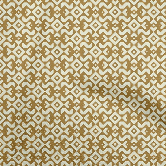 oneOone Viscose Jersey Dark Mustard Fabric Asian Block Print Geometric Fabric For Sewing Printed Craft Fabric By The Yard 60 Inch Wide