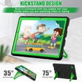 thumbnail image 3 of Kids Case for Samsung Galaxy Tab A8 10.5 inch (2022) SM-X200/X205/X207 with Pencil Holder, Lightweight Shockproof Stand Anti-Slip Rugged Silicone PC Case Cover for Boys Girls, Black+Green, 3 of 8