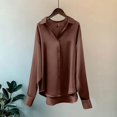 thumbnail image 4 of yillto Women Dressy Top Satin Silky Button down Long Sleeve Blouse Elegant Fashion Casual Business Shirts, 4 of 5