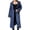 Navy, variant on Women Denim Long Coat Buttons Classic Denim Collared Jacket