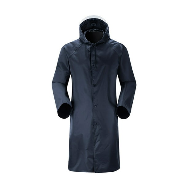 Youkk Men Long Raincoat Thickened Windproof Rain Coats Rainwear Lightweight Hooded Trench Cloth Foldable Jacket Outdoor Hiking Camping Xl Dark Blue Xx