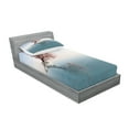 thumbnail image 2 of Ambesonne Nautical Fitted Sheet & Pillow Sham Set, Lonely Tree in Water, Twin, Teal Pink, 2 of 2