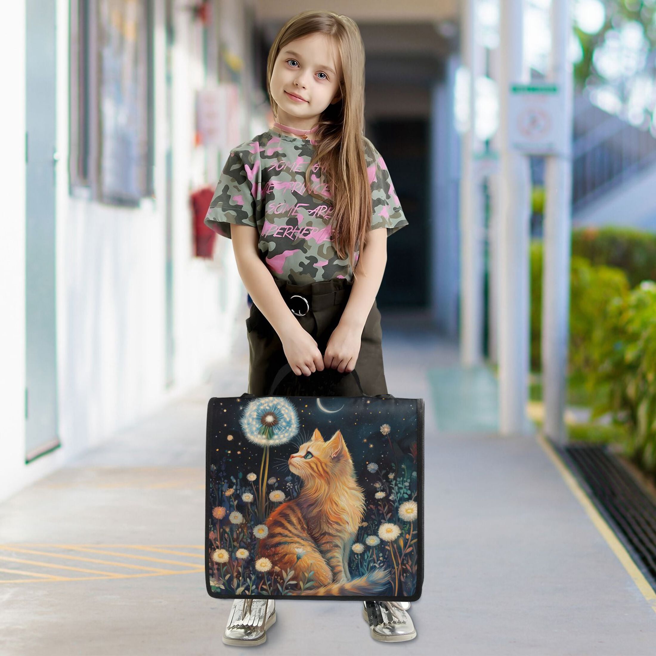 YAZAOO Zipper Binder trapper keeper Documents Organized Design Feline Wonder Printed