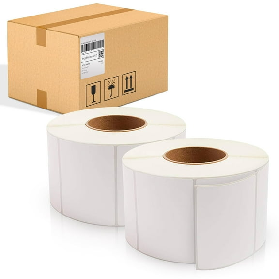 White Thermal Transfer Labels, 3 in Core Perforated, 7840 Count, 4 x 3 in