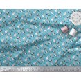 thumbnail image 2 of Soimoi Blue Cotton Voile Fabric Snowman & Penguin Cartoon Printed Fabric 1 Yard 42 Inch Wide, 2 of 3