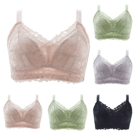 Wireless Bras for Women Solid Color Bra Front Button Plus Size Full Cup Closure Secondary Breast Sagging Bra Everyday Bras Pink S