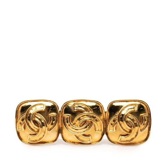 Pre-Owned CHANEL Triple Coco Mark Vintage Brooch Gold Plated Women's (Good)