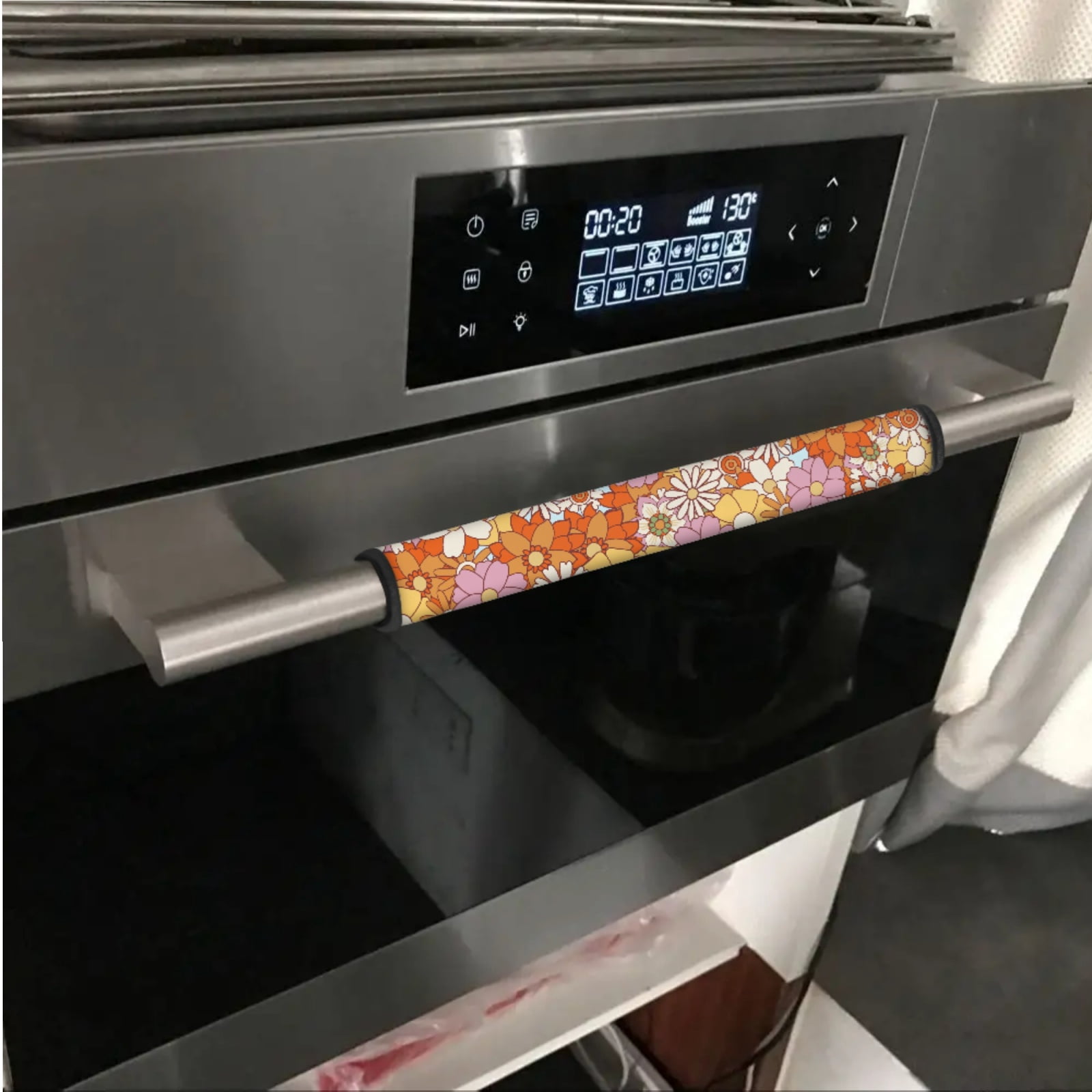 SEANATIVE Refrigerator Door Handle Covers Set of 6 Kitchen Electrical Appliances Handle Protector Anti-Slip Fridge Microwave Oven Decor and Accessories, Daisy Hippie Flowers