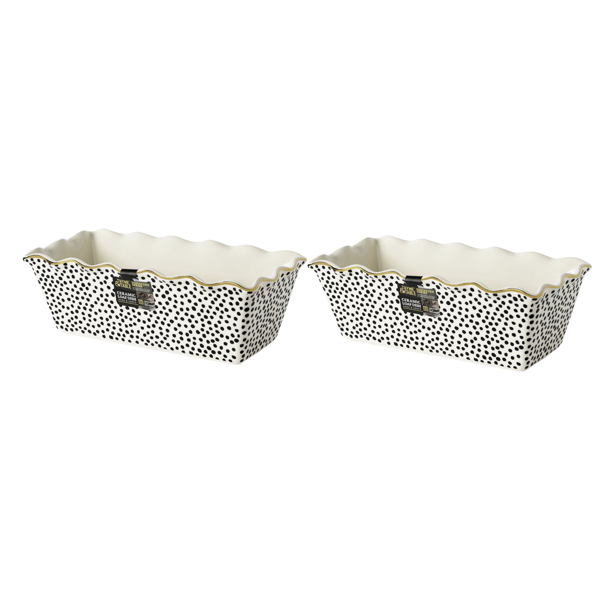 Thyme & Table 9" Ceramic Loaf Dish 2-Piece Set, Dot