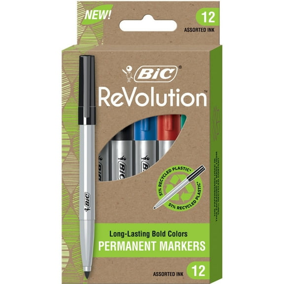 BIC, BICPMER12AST, ReVolution Permanent Markers, 1 Dozen