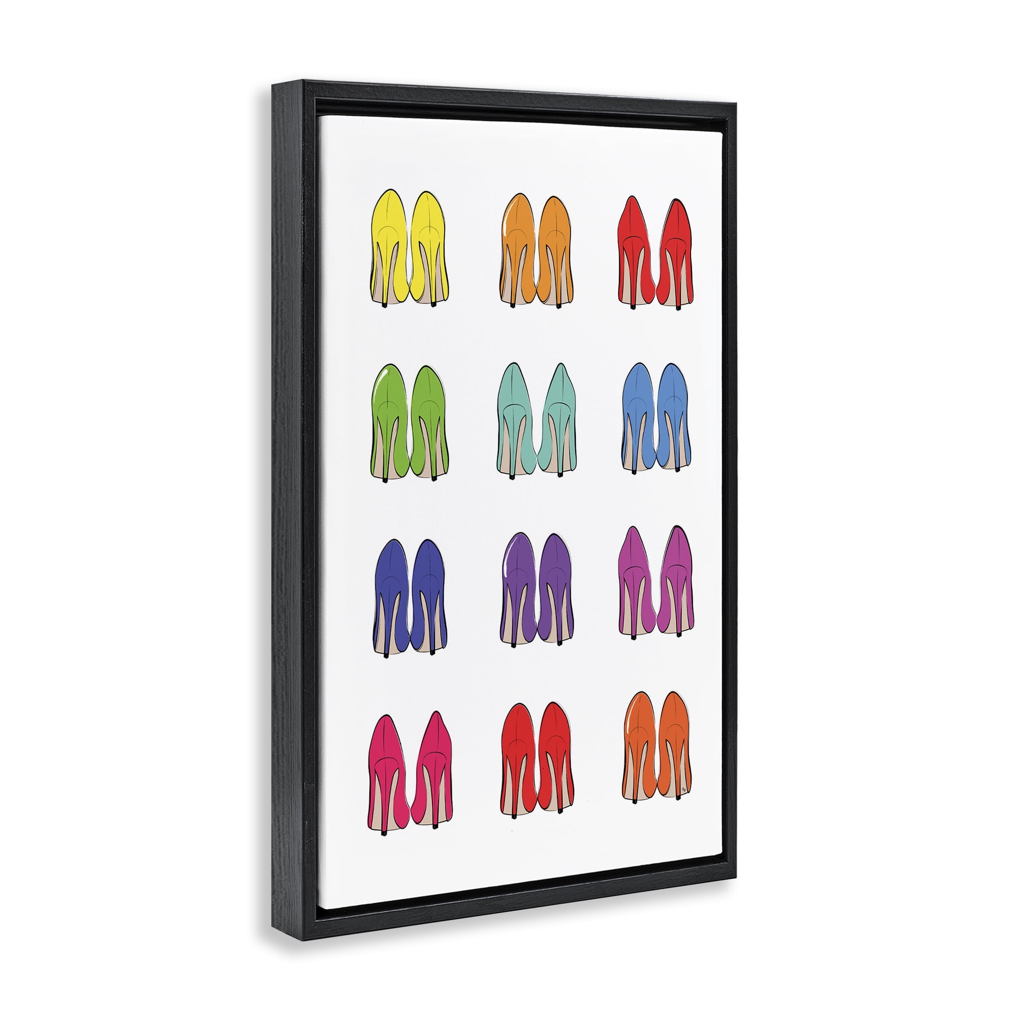 Stupell Industries Rainbow High Heels Beauty & Fashion Painting Black Floater Framed Art Print Wall Art, 21 x 31