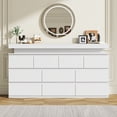 thumbnail image 2 of ChVans White 10 Drawer Dresser with LED Lights, 63" Wide Modern Wood Chest of Drawers with Charging Station & Handle Free, LED White Dresser for bedroom, Living Room, Entryway, Hallway, 2 of 11