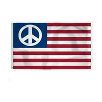 AGAS USA United States US Peace Flag - 3x5 ft Nylon with Stitched Edges and Brass Grommets - American Flag with Peace Sign