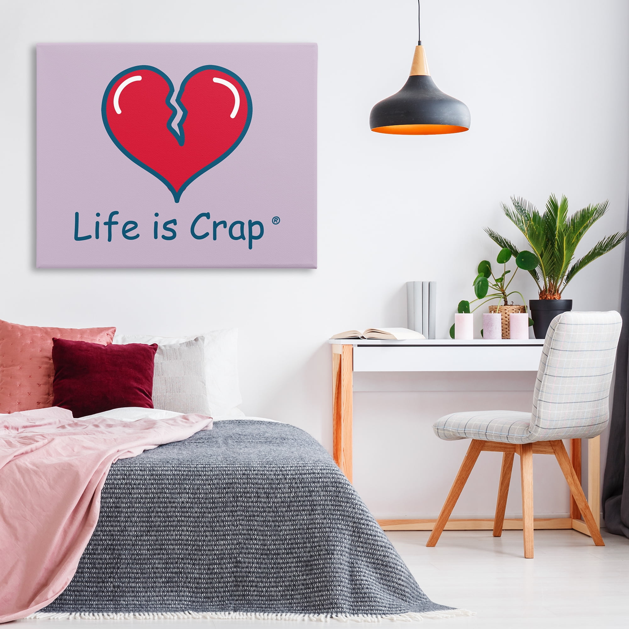 Stupell Industries Life Is Crap Heartbreak Novelty & Humor Painting Wrapped Canvas Art Print Wall Art, 48 x 36
