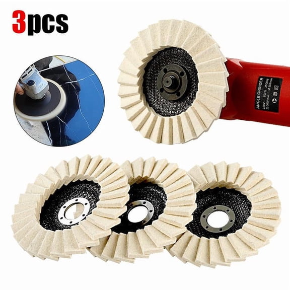 3-Piece Felt Polishing Wheel Pad Set - Heavy Duty Multi-Surface Polishing Pads for Metal Rust Removal, Scratch Repair, Mirror Polishing & Surface Finishing - Suitable for Glass, Ceramic, Marble, Wood