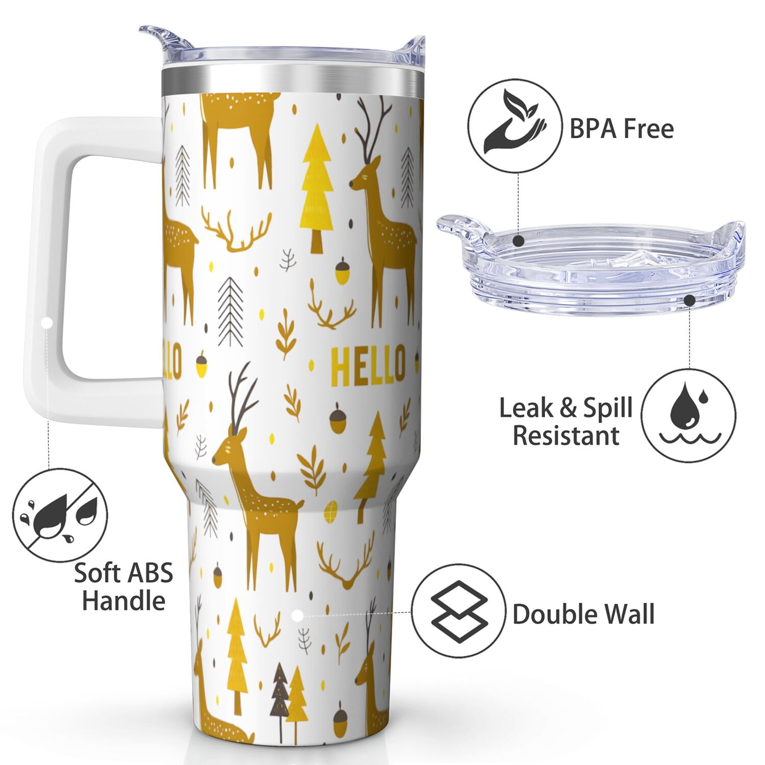 1pc 40 oz Christmas Tumbler with Lid and Straw Stainless steel Insulated tumblers Cute water bottle Travel/Gym coffee tumbler Gifts for Women/men