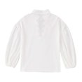 thumbnail image 5 of FAOWME Toddler Kids Boys Solid Color Lace Up Summer Vintage Long Sleeve Shirt Tops Clothes White 7-8 Years, 5 of 8