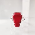 thumbnail image 2 of Aries Coral Coffin Ring, Natural Red Coral Ring, April Birthstone, Unisex Ring, Womens Ring, Coffin Ring, 925 Sterling Silver, Christmas, Handmade, Statement Jewelry, Coffin Shape Gemstone Ring, 2 of 6