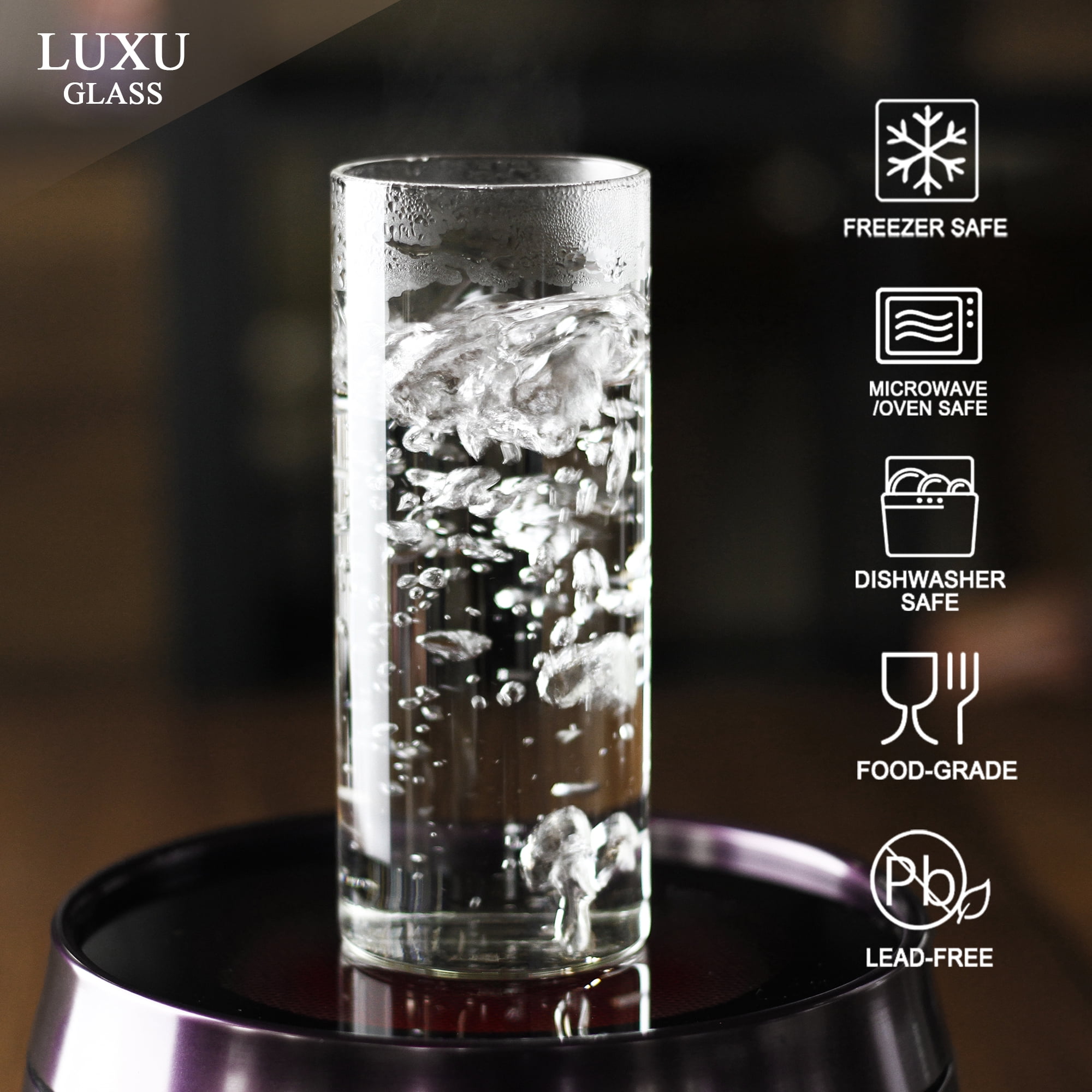 LUXU Drinking Glasses 19 oz, Thin Highball Glasses Set of 4,Clear Tall  Glass Cups For Water, Juice, …See more LUXU Drinking Glasses 19 oz, Thin