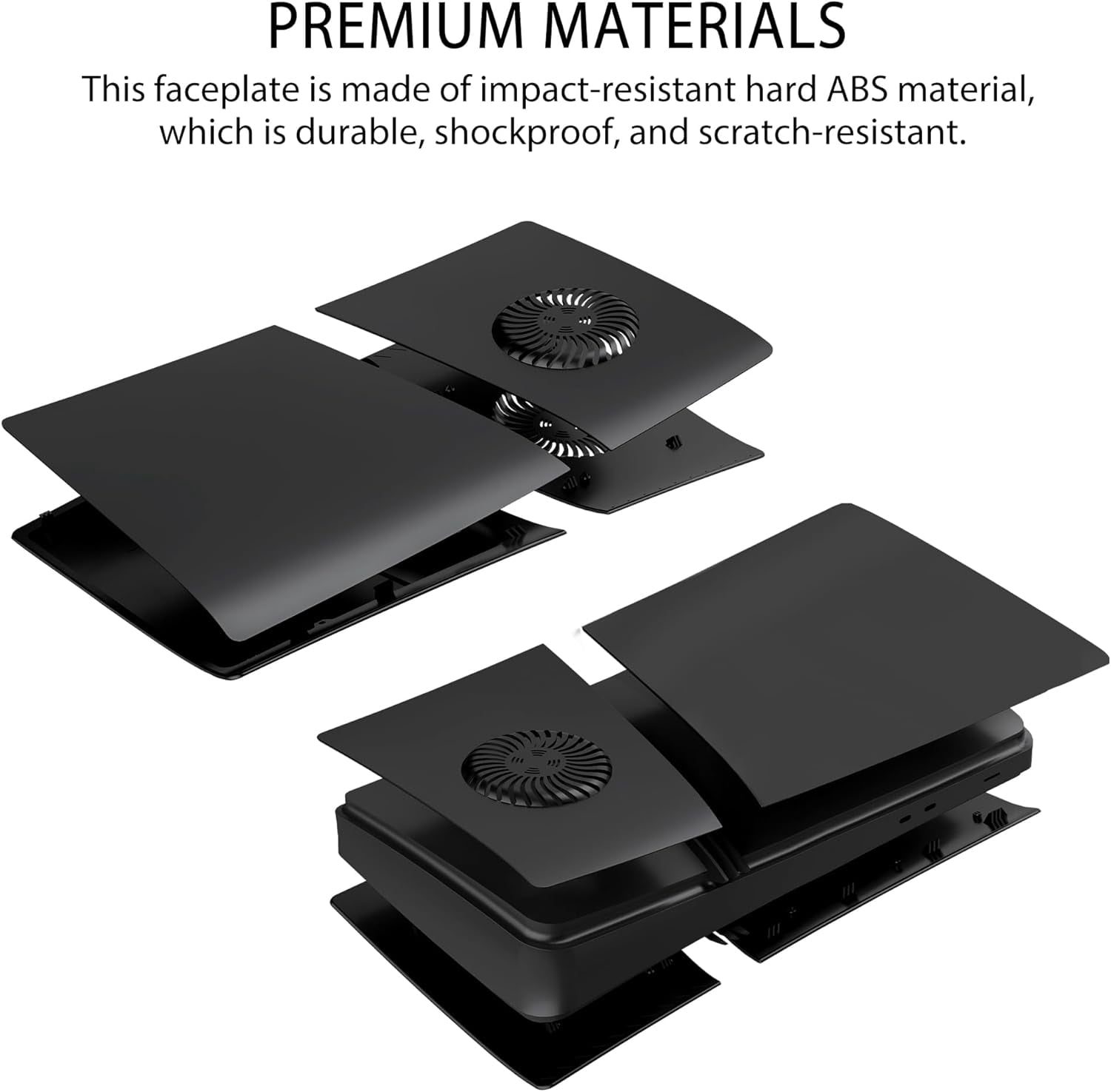 Cover Plates for PS5 Pro Digital Edition with RGB Light Strip and Dust Filter with Cooling Vents Uberwith 400+ Effects LED Light Ring Console Face Plate Cover DIY Decoration Kit Accessorie Black