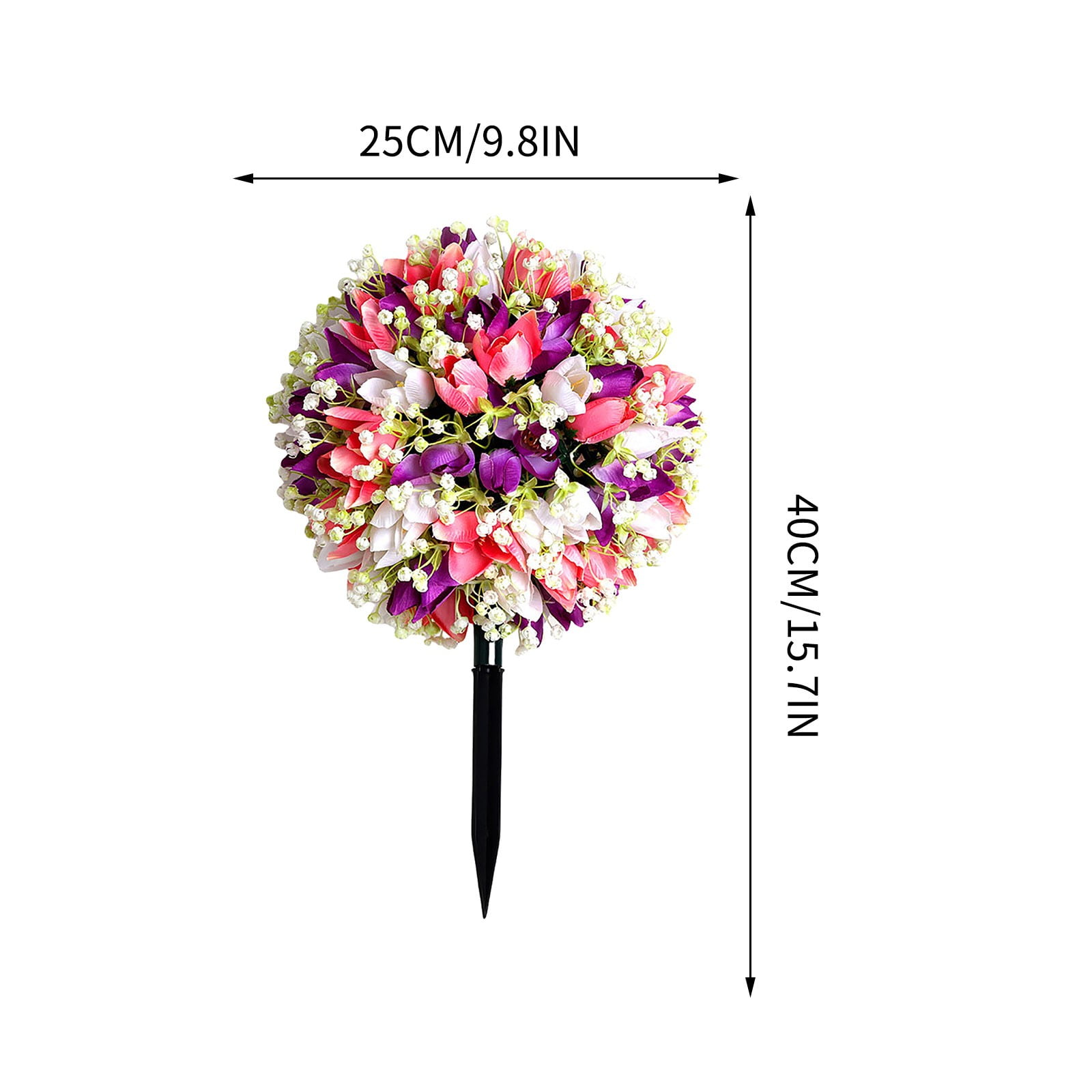 UV Resistant Artificial Cedar Topiary Ball Tree Rose 16 Inch Fake Plants with Ground Spike Shrub Potted Artificial Plant for Outdoor Indoor Front Porch Garden