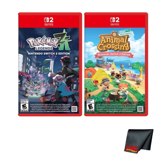 Nintendo Animal Crossing New Horizons - Nintendo Switch 2 Edition + Nintendo Pokémon Legends: Z-A - Nintendo Switch 2 Edition + Microfiber Cleaning Cloth
