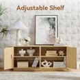 thumbnail image 5 of LKTART Modern Natural Fluted Wooden Storage Sideboard Buffet Cabinet with Adjustable Shelves, 64 Inch, 24 Inch H, 5 of 8