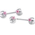 thumbnail image 5 of Body Candy 14G Womens Nipplerings Piercing 316L Stainless Steel 2Pc Rabbit on Moon Pink Mens Nipple Ring Set 9/16", 5 of 7