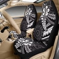 thumbnail image 3 of Xixirimido 5Pcs Car Seat Covers & Seatbelt Covers & Center Console Cover Set Universal Auto Accessories Fit for SUV Sedan Van Truck Leather Front Seat Cover, Polynesian Tribal Plumeria Floral, 3 of 8