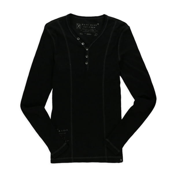 Marc Ecko - Camiseta Henley acanalada para hombre, color negro, XXL Marc Ecko henley