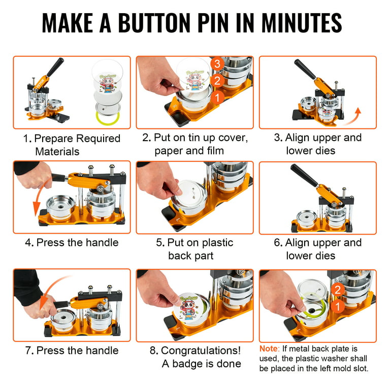 VEVOR Button Maker Machine Badge Pin Machine 3 75 mm 100 Free Parts Press Kit