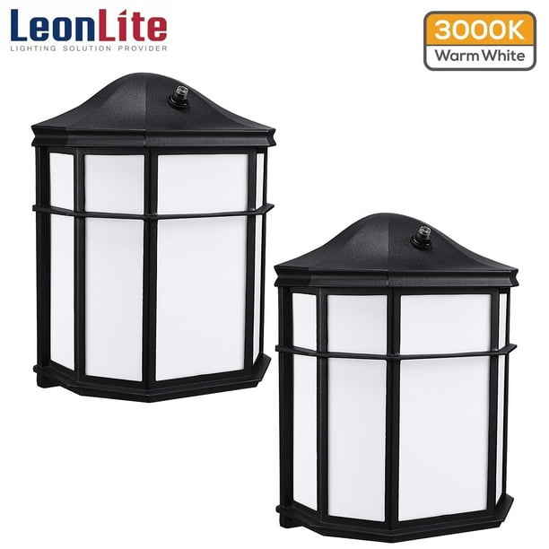 Leonlite Outdoor Wall Porch Light Dusk To Dawn Led Photocell Sensor 100w Equivalent Anti Rust Warm White 3000k Vintage Sconce Fixture Pack Of 2 Com Leonlite Outdoor Wall Porch Light Dusk, Outdoor Wall Light Fixtures White