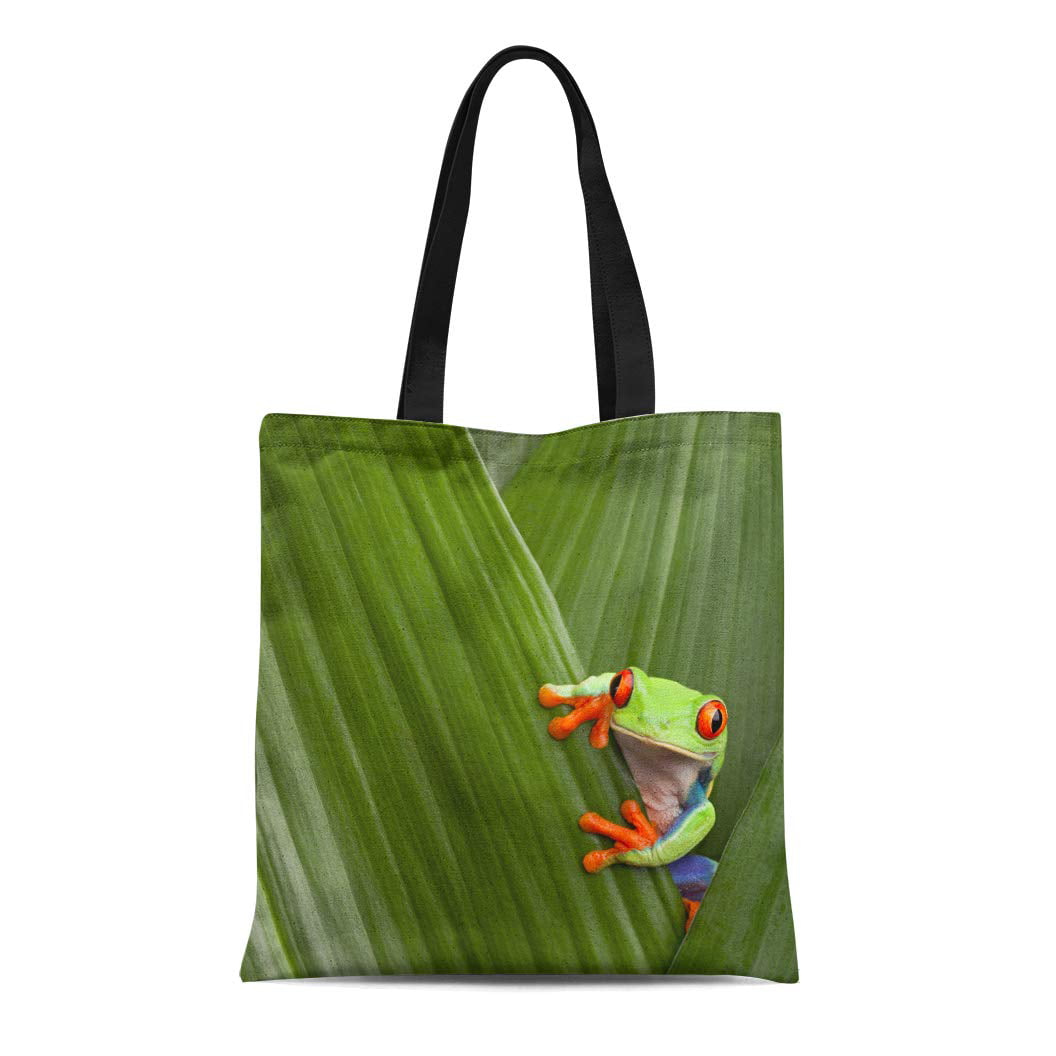 Rainforest Red Eyed Tree Frog and Ant Grocery Travel Reusable Tote Bag 