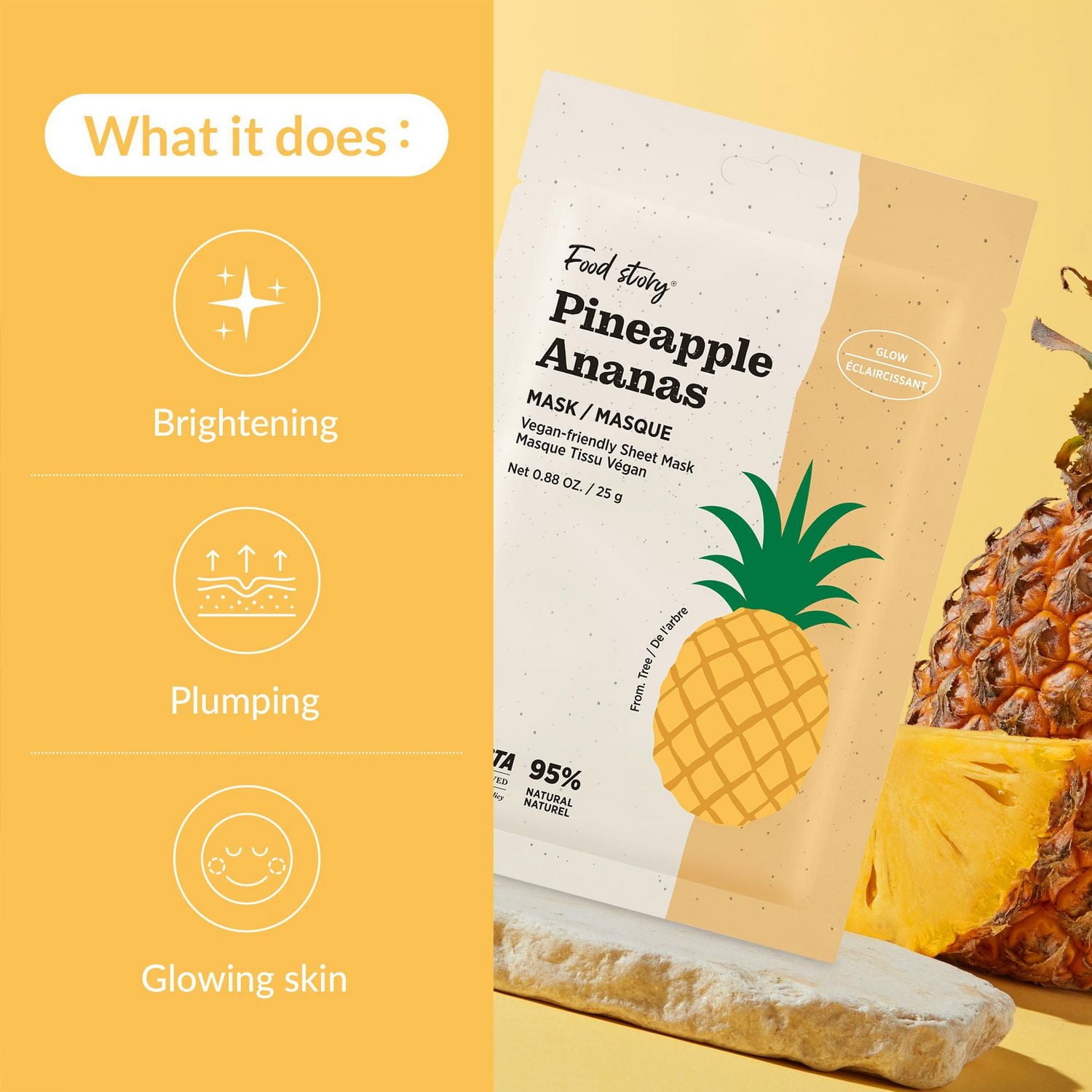 Food Story Pineapple Mask, Volume : Net 0.88 OZ. / 25 g