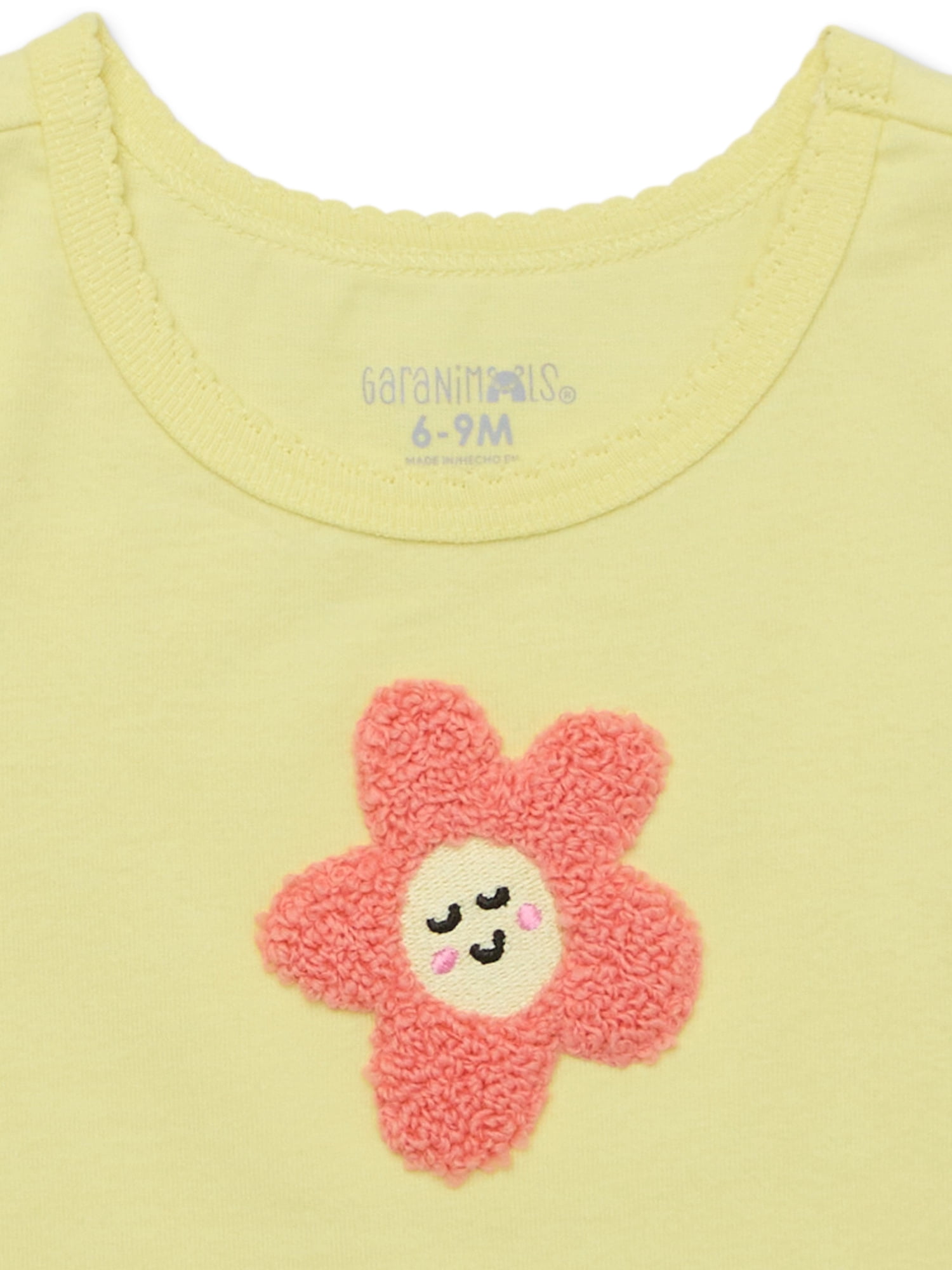 Garanimals Baby Girl Short Sleeve Scallop Neck Embroidered T-Shirt, Sizes 0-24 Months