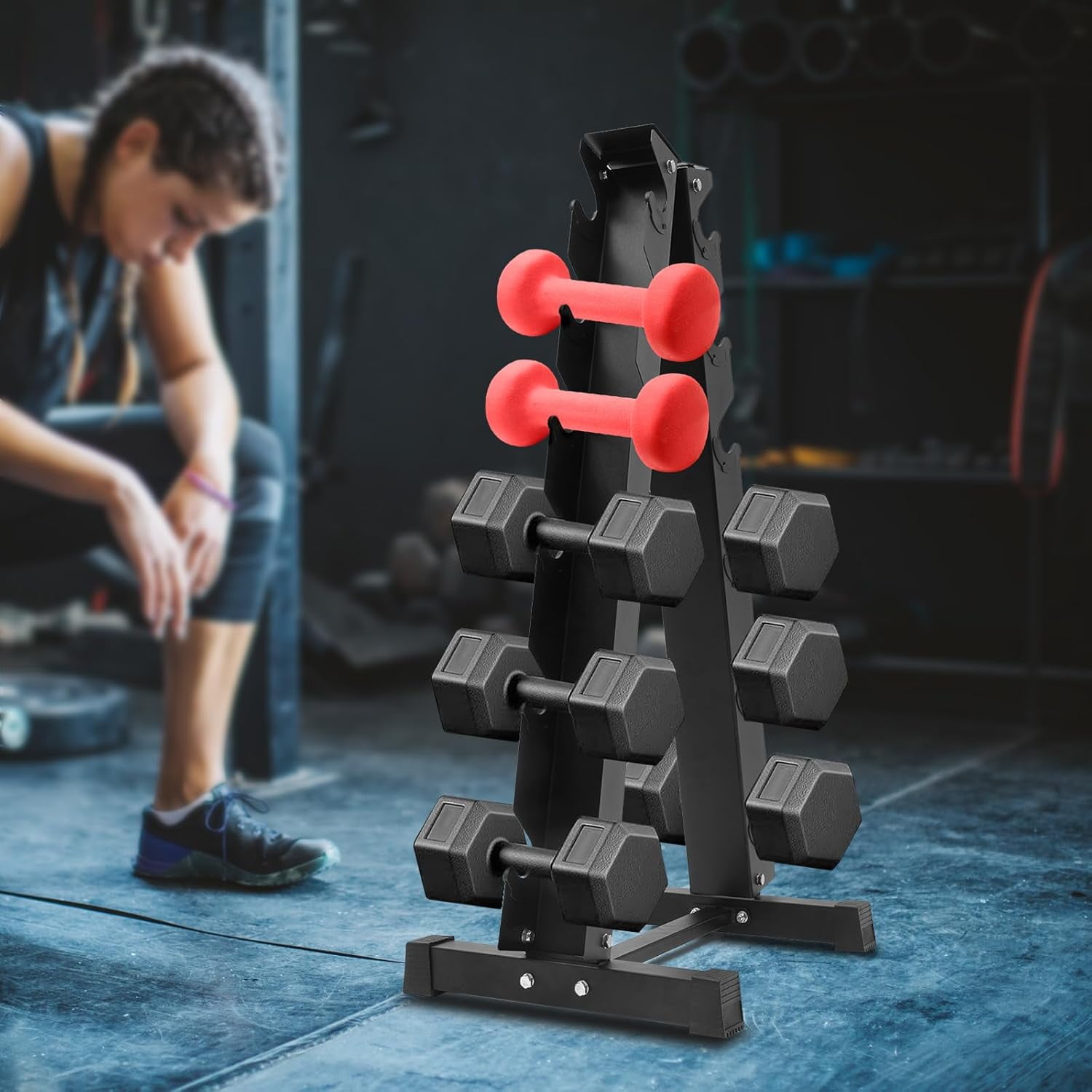 6 Tier Dumbbell Rack Stand Only, A Frame Compact Weight Rack for Home Gym Dumbbells, 660lbs Weight Capacity, Black