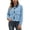 Sky Blue, variant on Unir Leather Collar Corduroy Bomber Jacket for Women, Zip Front, Relaxed Fit Casual Outerwear with Patch Pockets, 1 Piece, XS-L