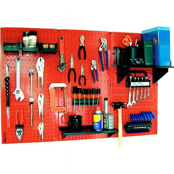 Pegboard Standard Tool Storage Kit, Red & Black - 48 x 32 x 9 in.