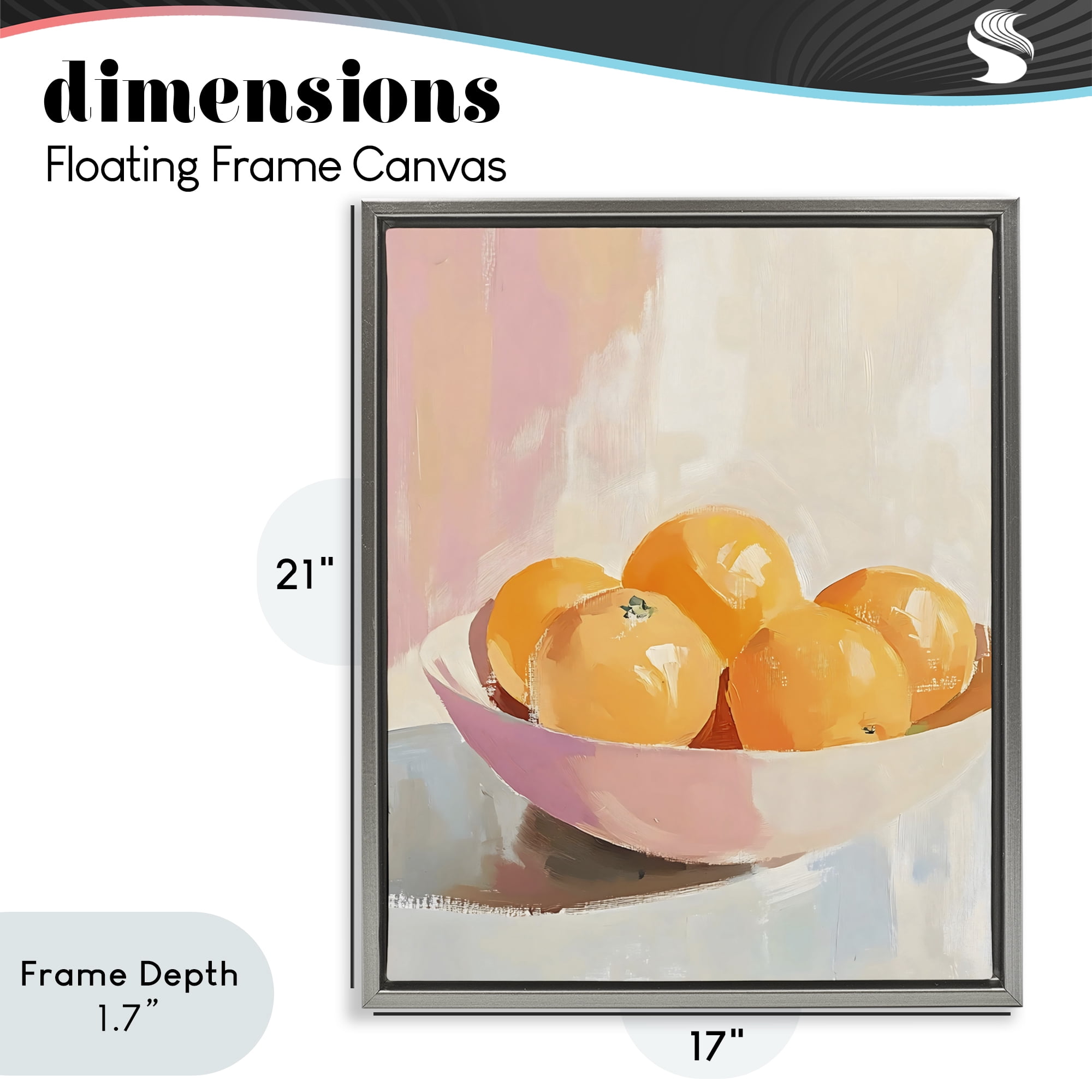 Stupell Industries Pastel Bowl of Oranges Gray Framed Floater Canvas Wall Art, design by The Prints Vibe