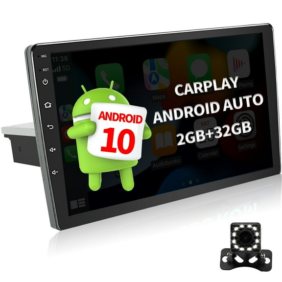 Binize Single Din CarPlay Car Stereo Android 10 Car Radio Compatible with Android Auto 10inch Touchscreen Head Unit with Mirror Link/Bluetooth/GPS Navi/WiFi/FM/AM/SWC/USB