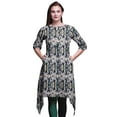 thumbnail image 1 of Bimba Green Abstract Tie-Dye Printed Asymmetrical Kurti Tops For Women Indian Summer Dress Tunic X-Large, 1 of 6