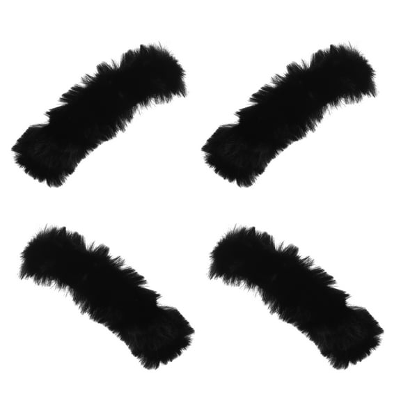 KONTONTY Detachable Shoe Straps for Heels 4Pcs Black Plush Comfort Square Winter Season Various Occasions Adults