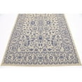 thumbnail image 3 of Unique Loom Allover Indoor/Outdoor Botanical Rug Beige and Blue/Blue 6' 1" x 9' Rectangle Border Traditional Perfect For Patio Deck Garage Entryway, 3 of 7