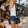 thumbnail image 6 of idosla Womens Fashion Halloween Long Sleeve Cardigan Fall Open Front Cardigan Pumpkin Print Medium Length Coat (White, M), 6 of 9