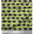 thumbnail image 1 of Soimoi Green Poly Georgette Fabric White Flower Bouquet Stripe Print Fabric by Yard 52 Inch Wide, 1 of 3